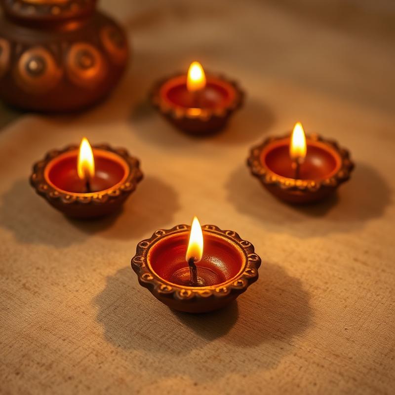 Hand-painted Clay Diyas (Set of 6)